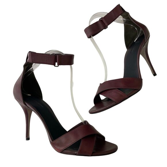 Alexander Wang Burgundy Leather Ankle Strap 4” Heels Women's Size 40 / US 10 - Picture 1 of 11